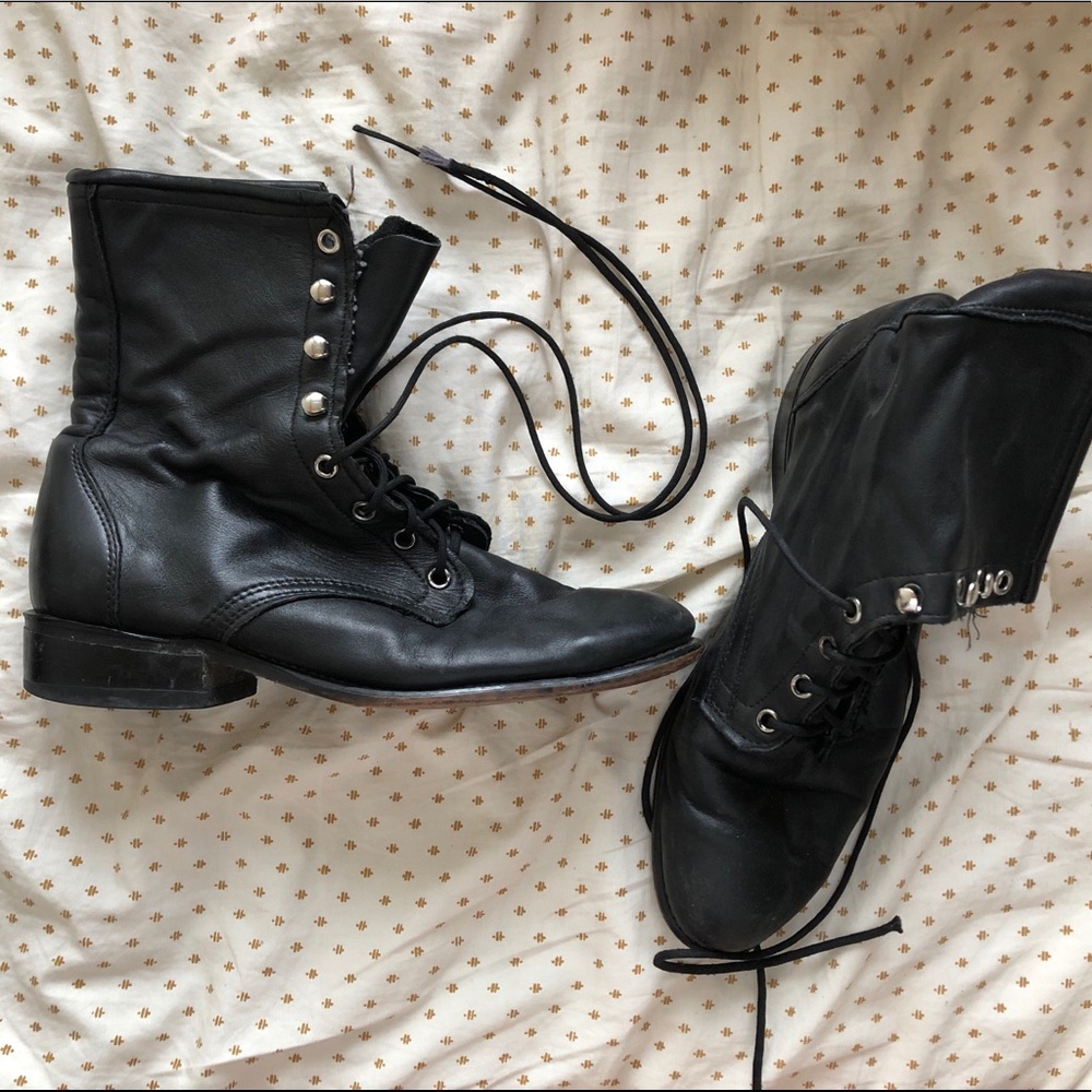 Vintage Black Laredo Lace Up Boots